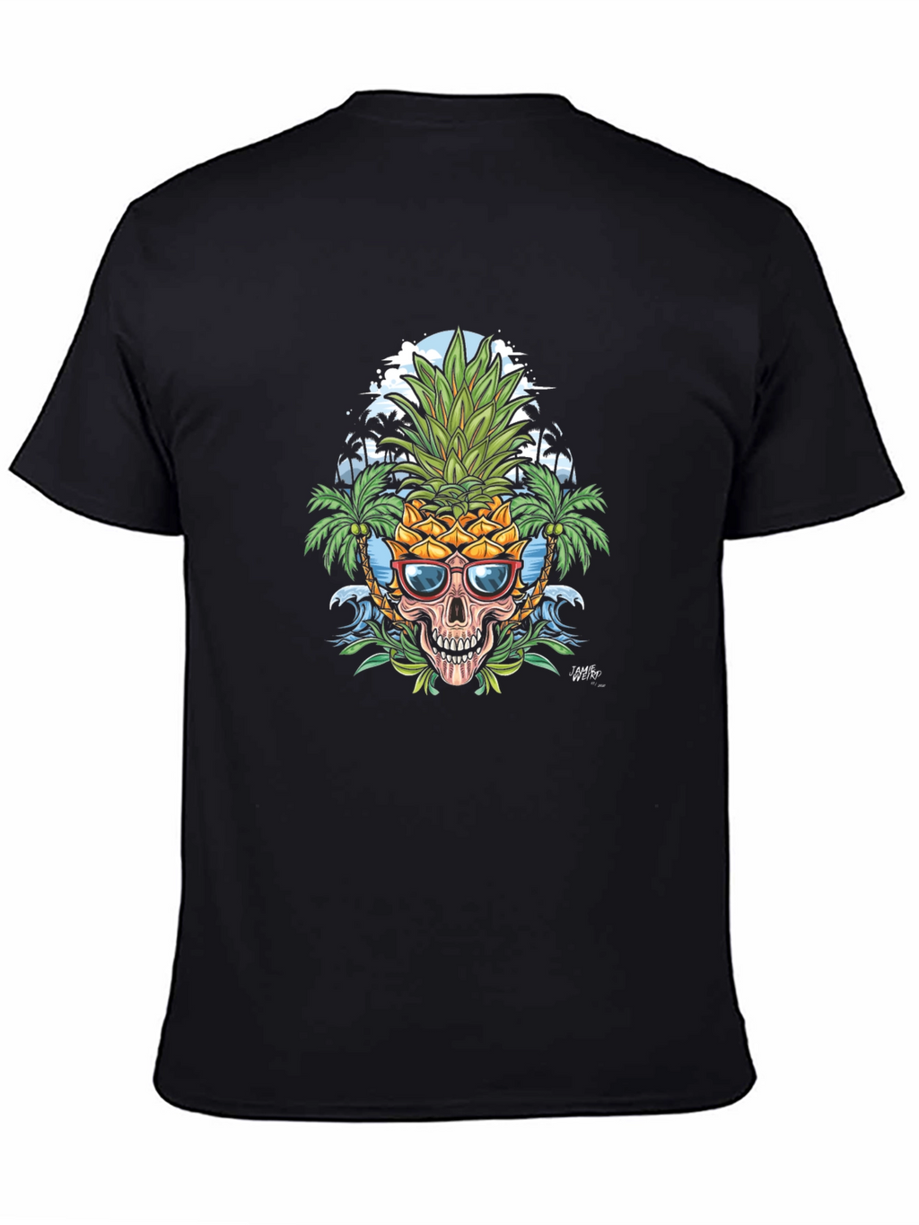 Tropical Pineapple Skull Graphic T-Shirt
