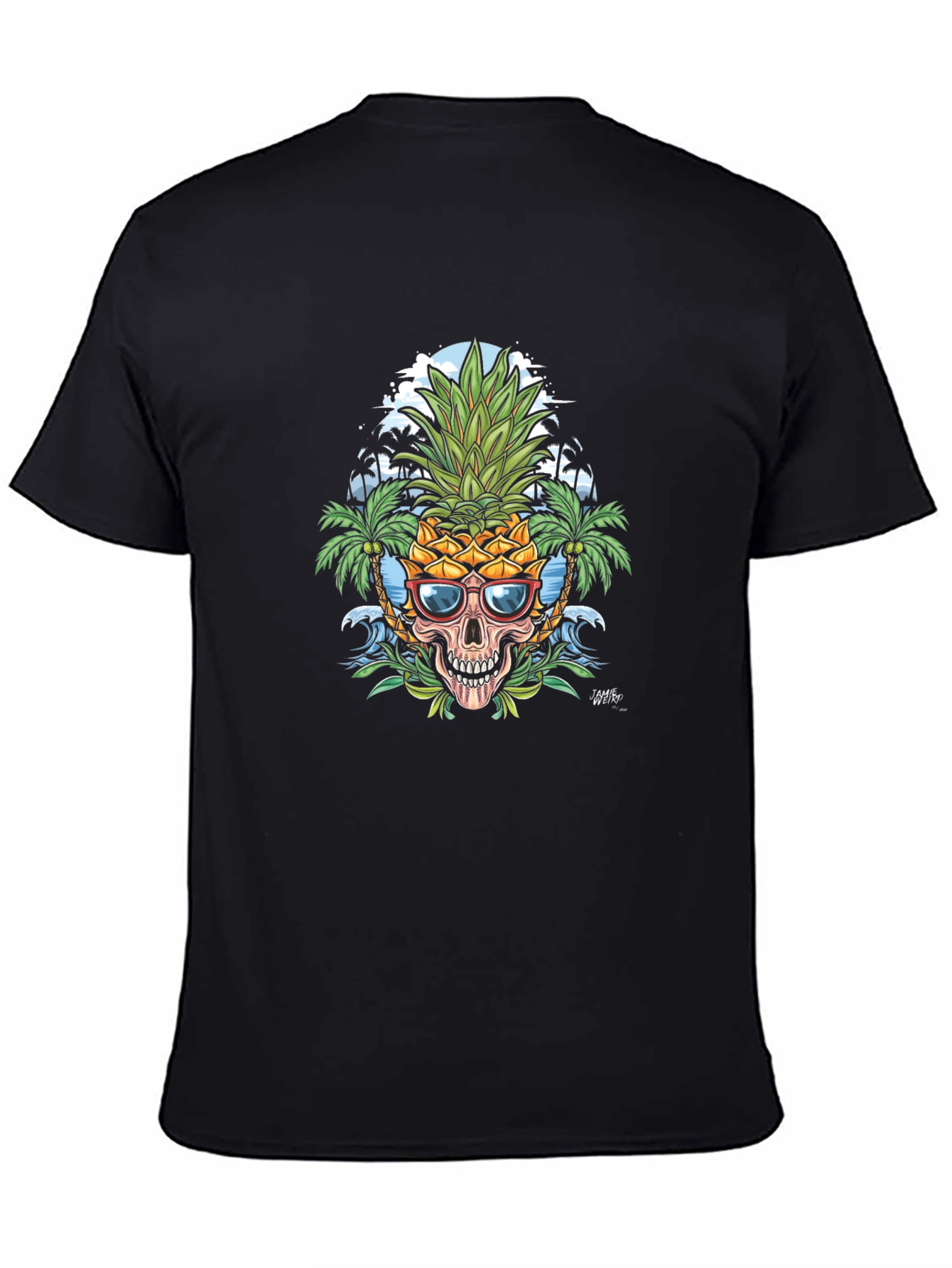 Tropical Pineapple Skull Graphic T-Shirt