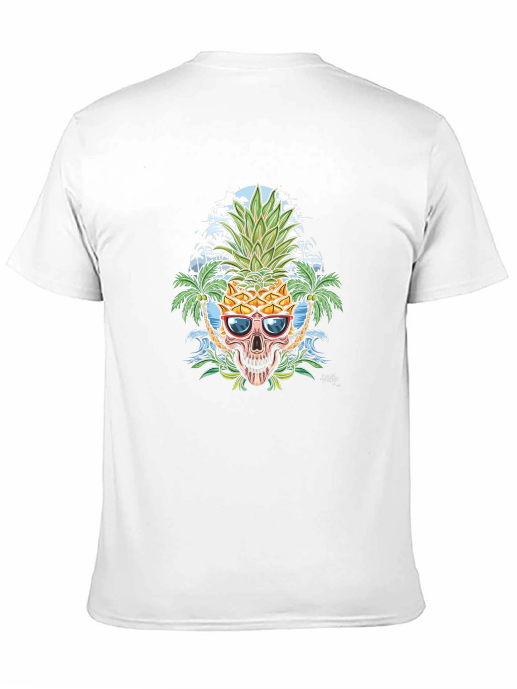 Tropical Pineapple Skull Graphic T-Shirt