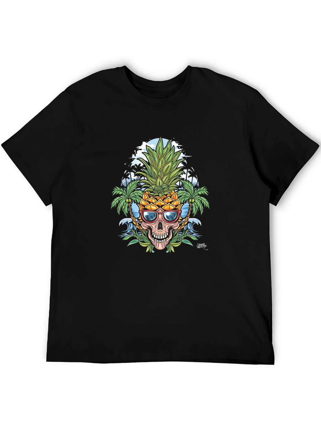 Tropical Pineapple Skull Graphic T-Shirt