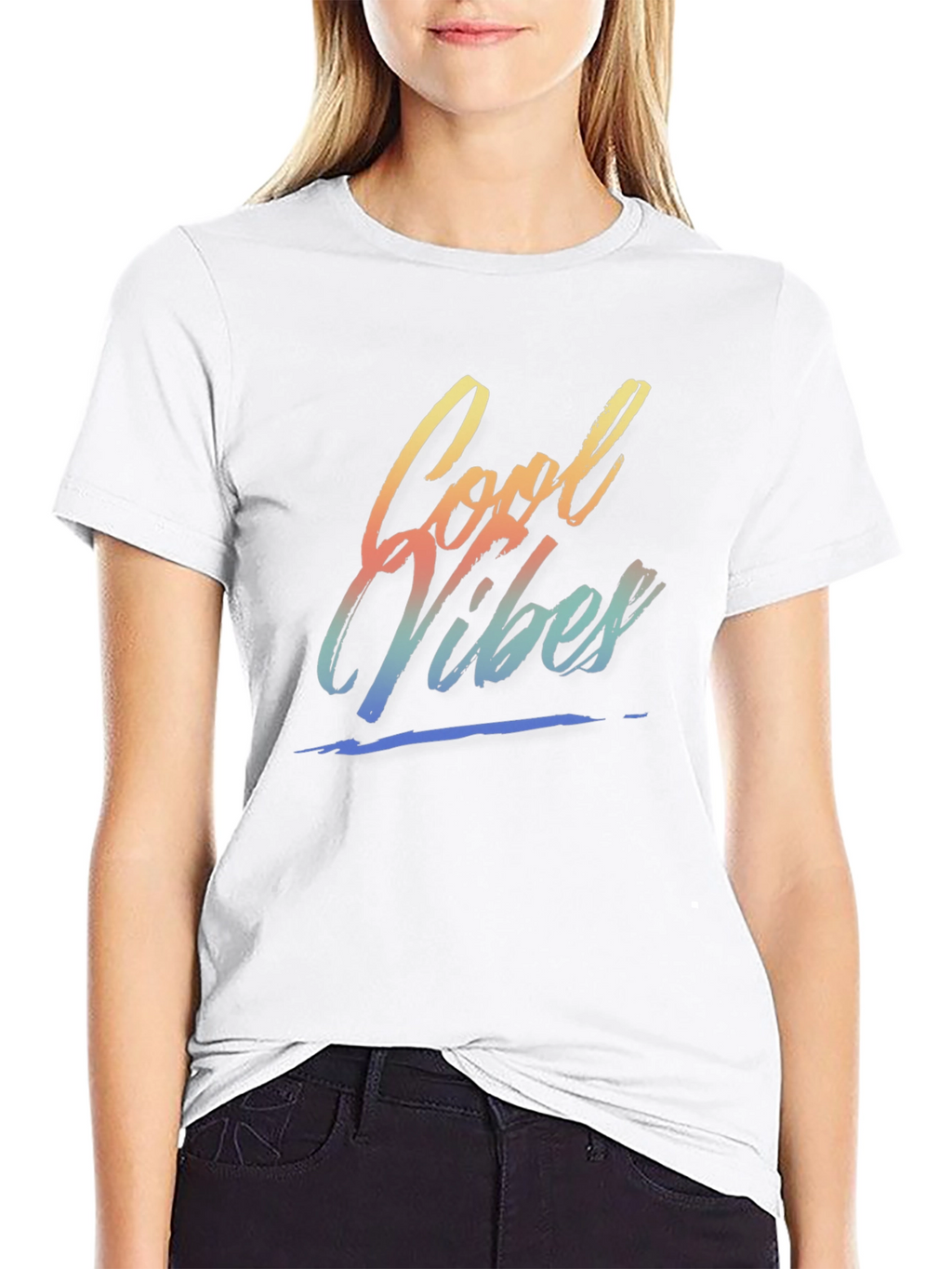 Cool Vibes Graphic Tee - Black Crew Neck T-Shirt