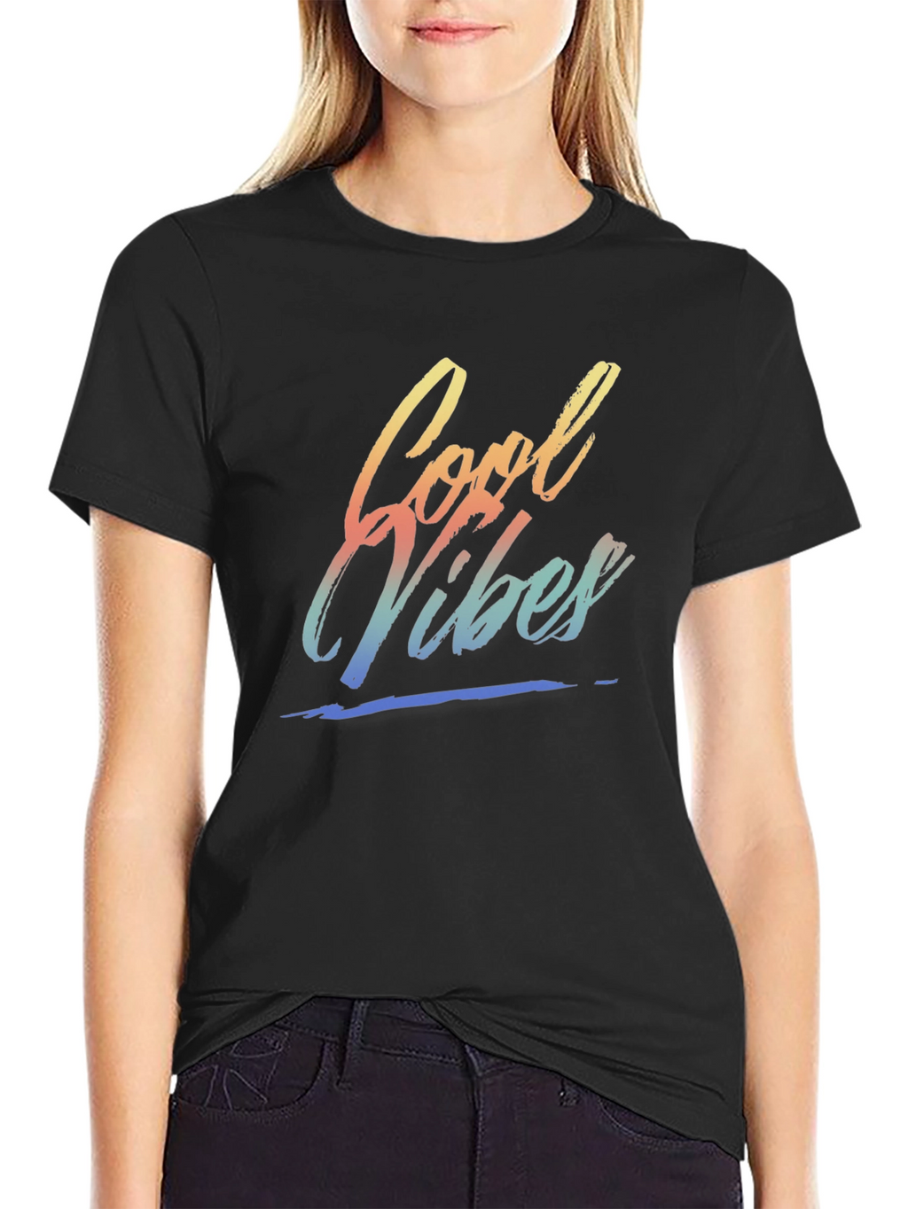 Cool Vibes Graphic Tee - Black Crew Neck T-Shirt