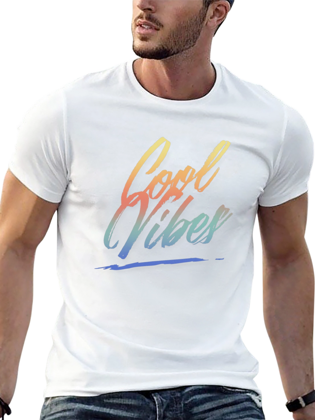 Cool Vibes Graphic Tee - Black Crew Neck T-Shirt