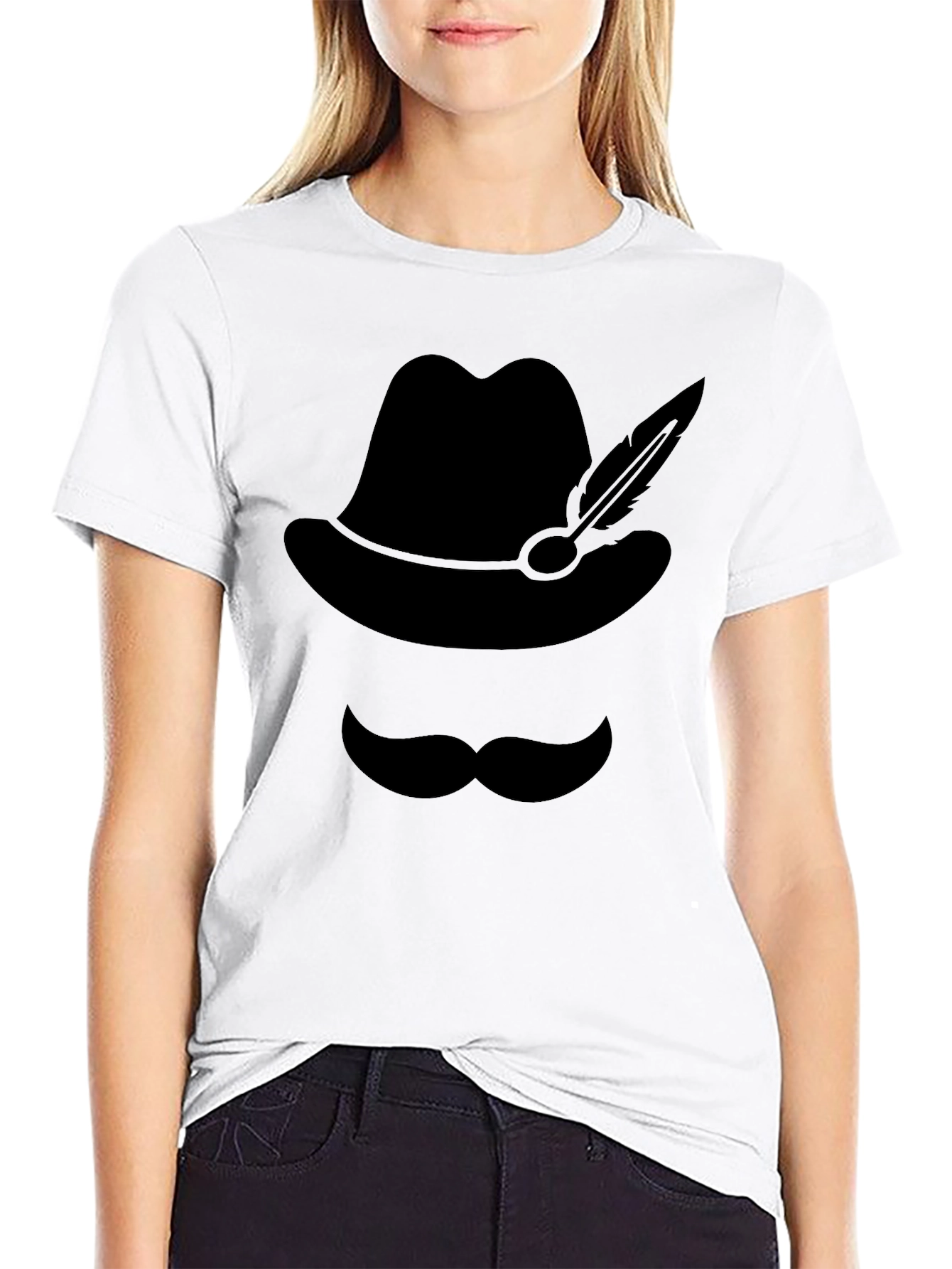 Oktoberfest Style Graphic Tee - Bavarian Hat & Mustache