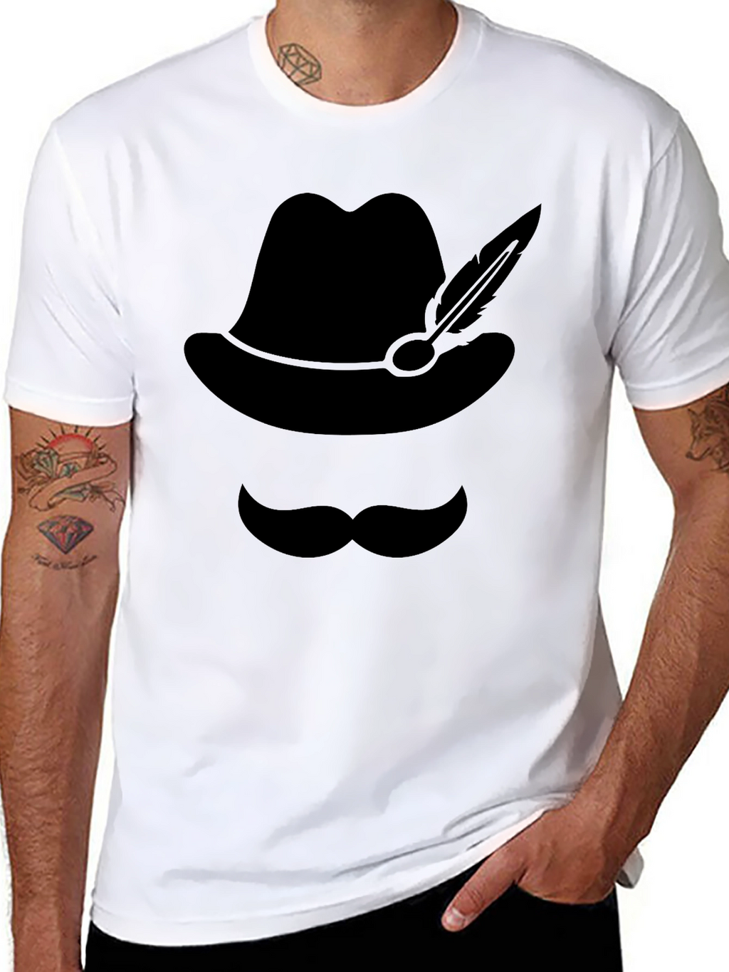 Oktoberfest Style Graphic Tee - Bavarian Hat & Mustache