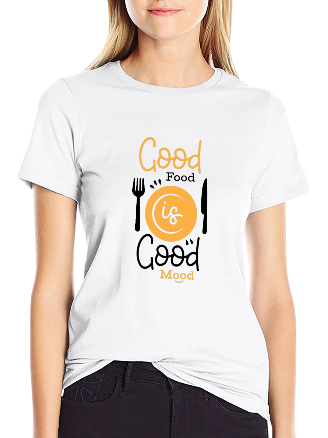 Good Food Good Mood Black Graphic Tee