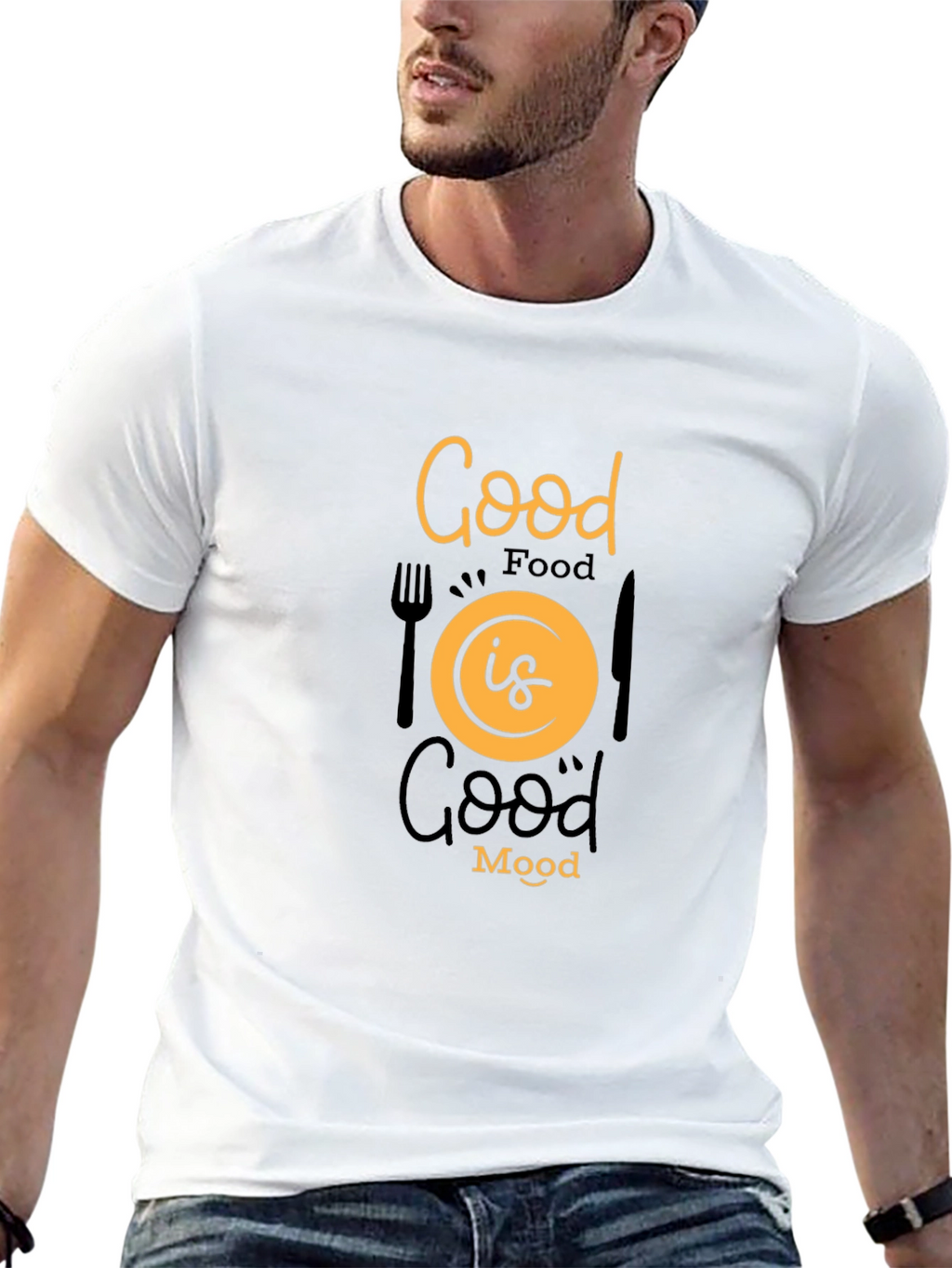 Good Food Good Mood Black Graphic Tee
