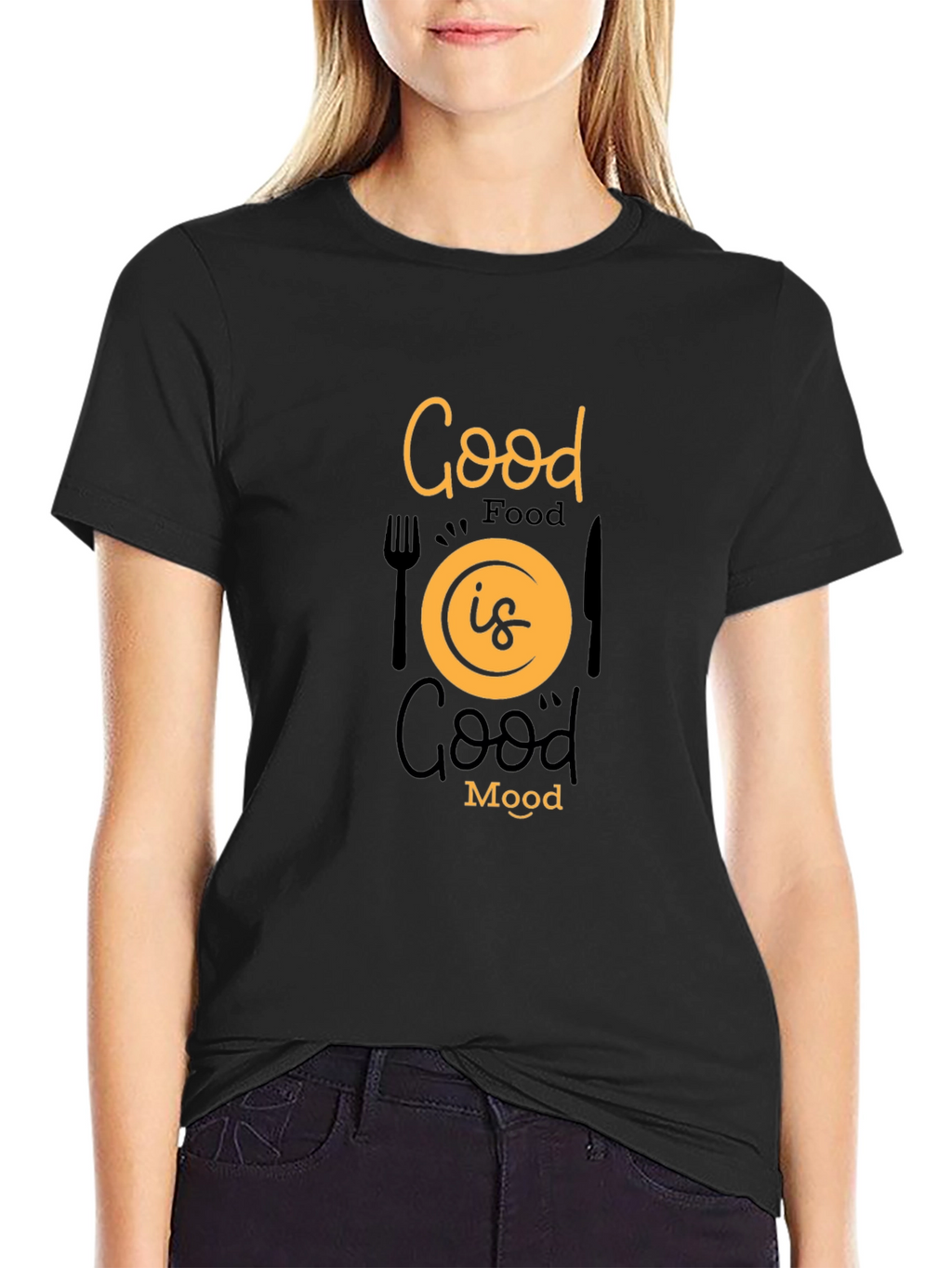 Good Food Good Mood Black Graphic Tee