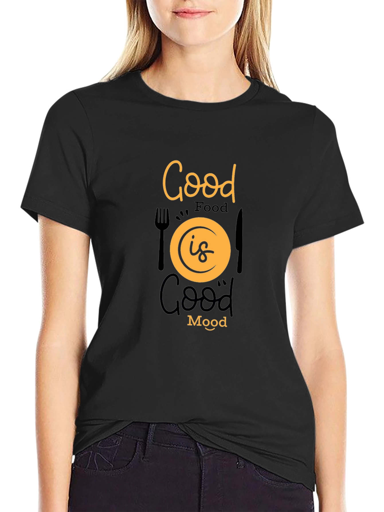 Good Food Good Mood Black Graphic Tee