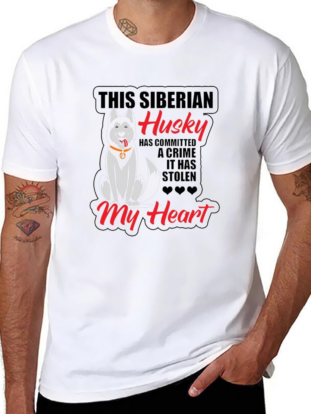 Siberian Husky Heart Stealer Black T-Shirt