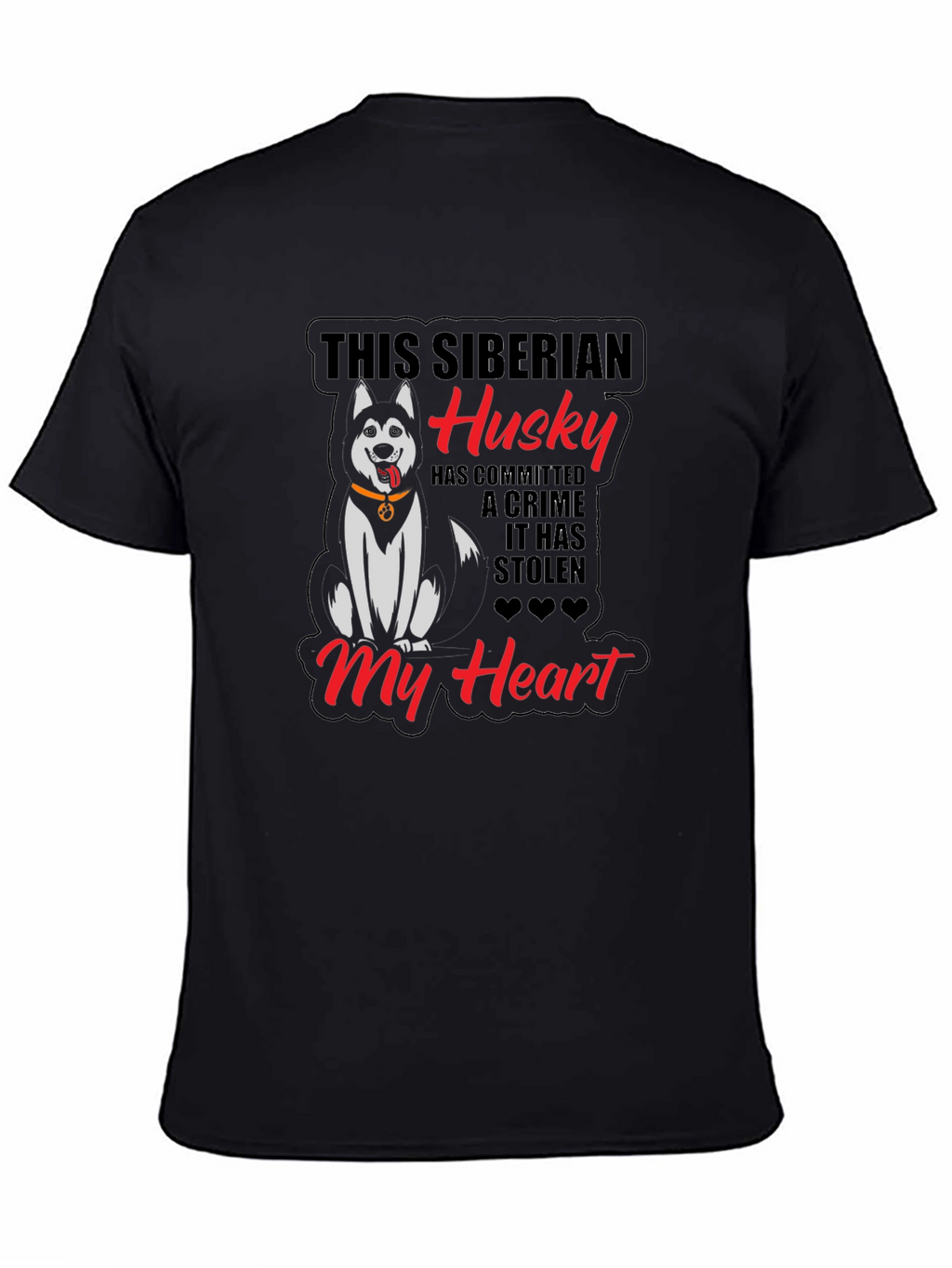 Siberian Husky Heart Stealer Black T-Shirt