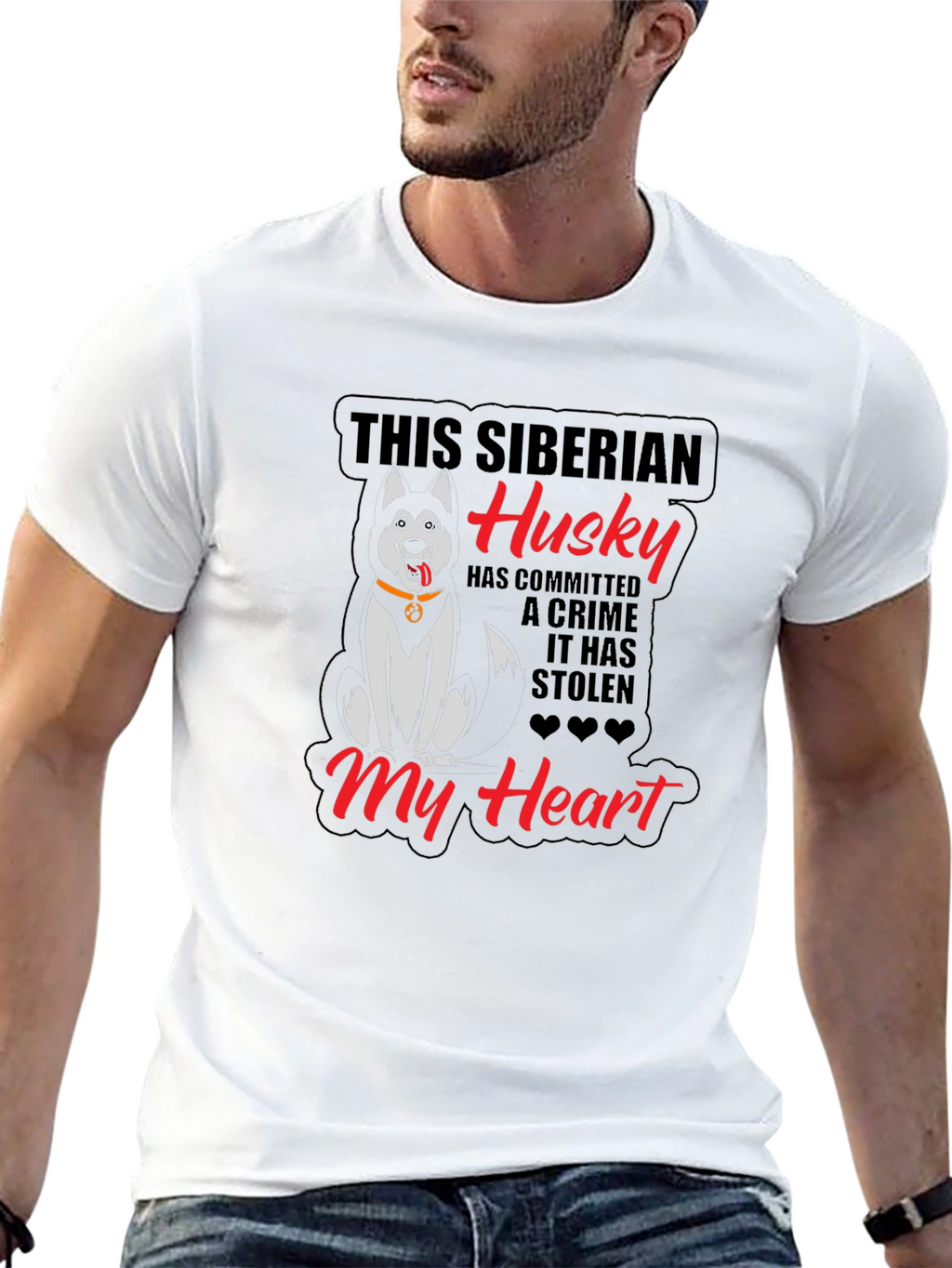 Siberian Husky Heart Stealer Black T-Shirt
