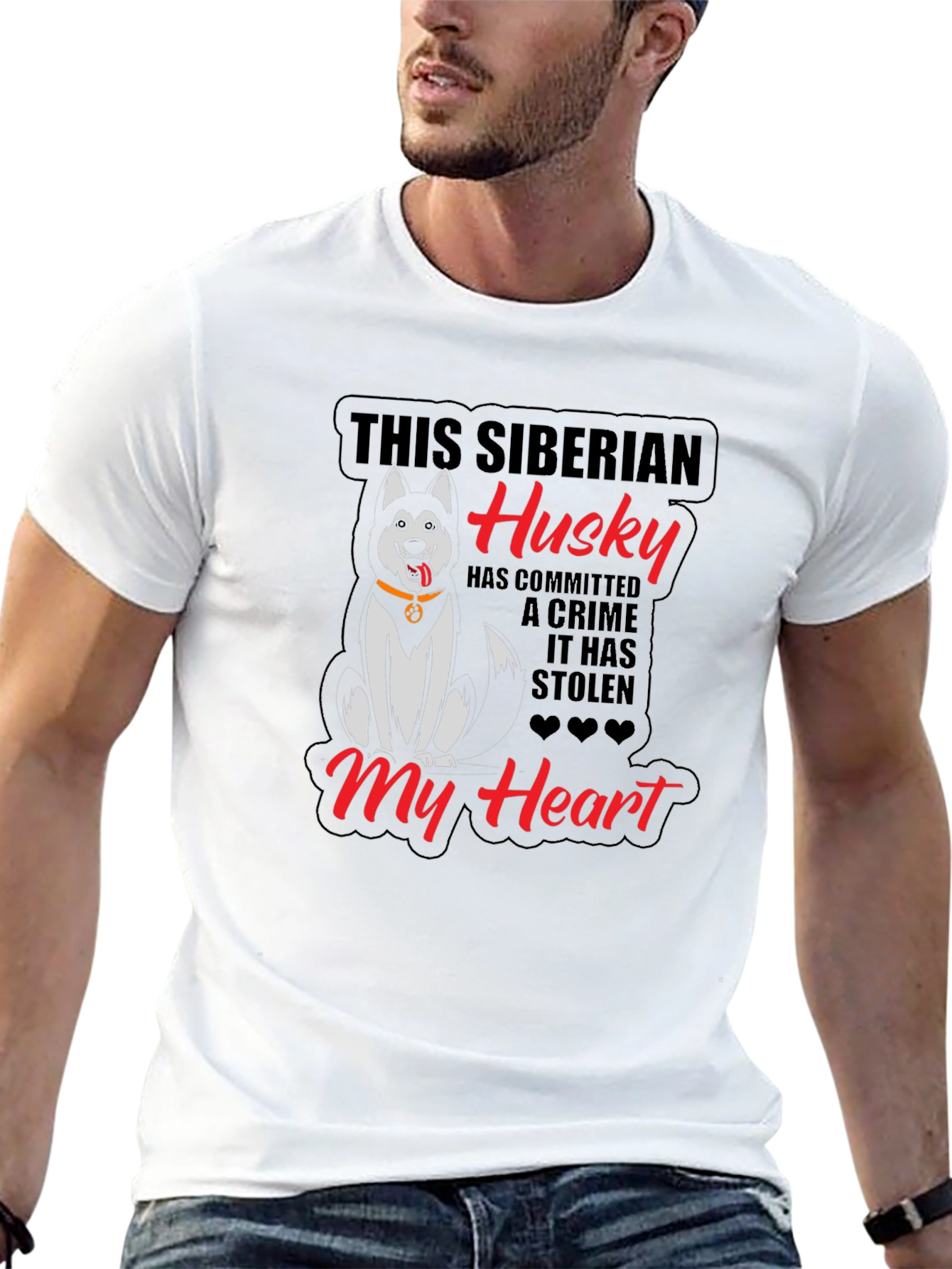 Siberian Husky Heart Stealer Black T-Shirt