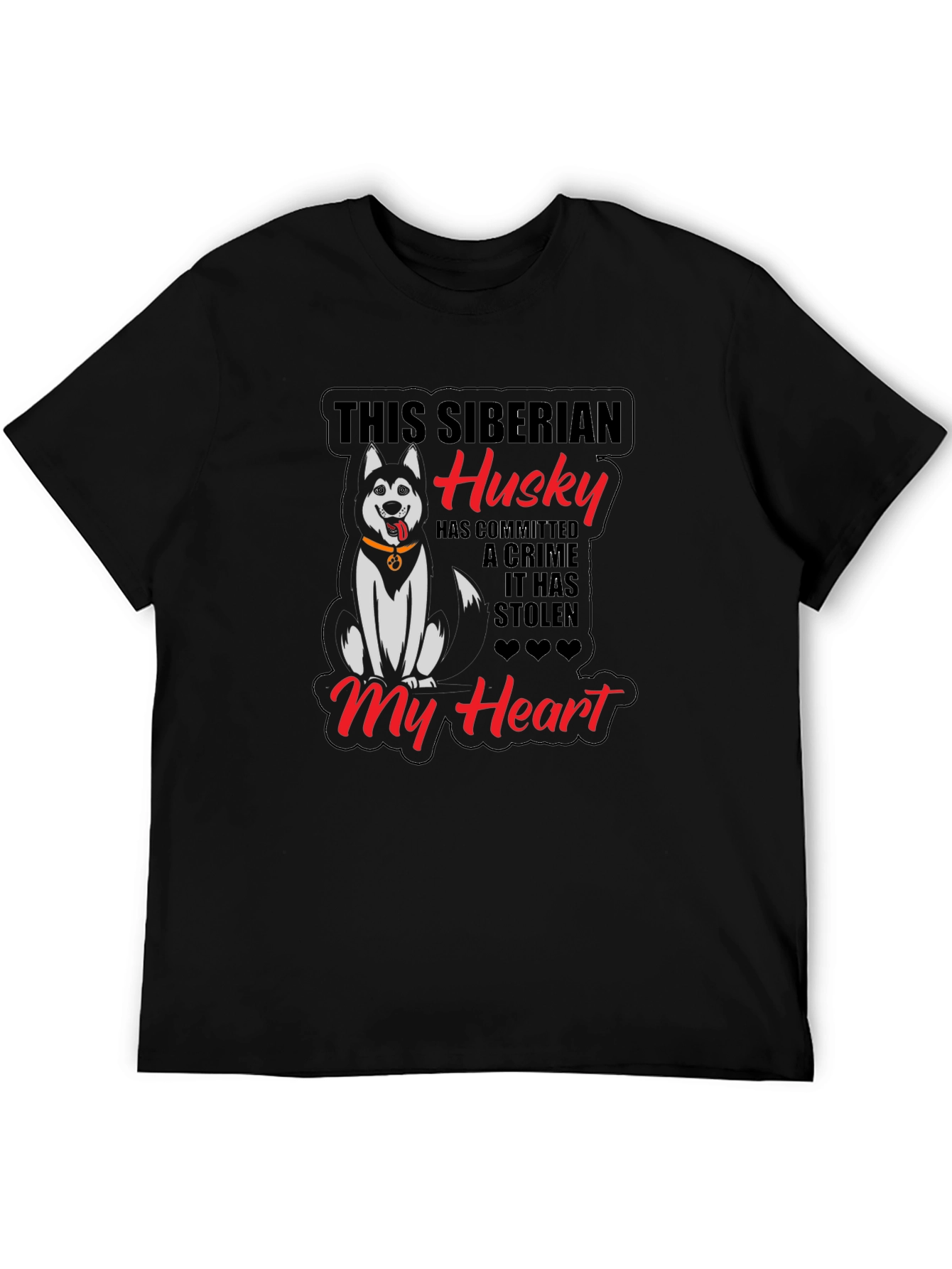 Siberian Husky Heart Stealer Black T-Shirt