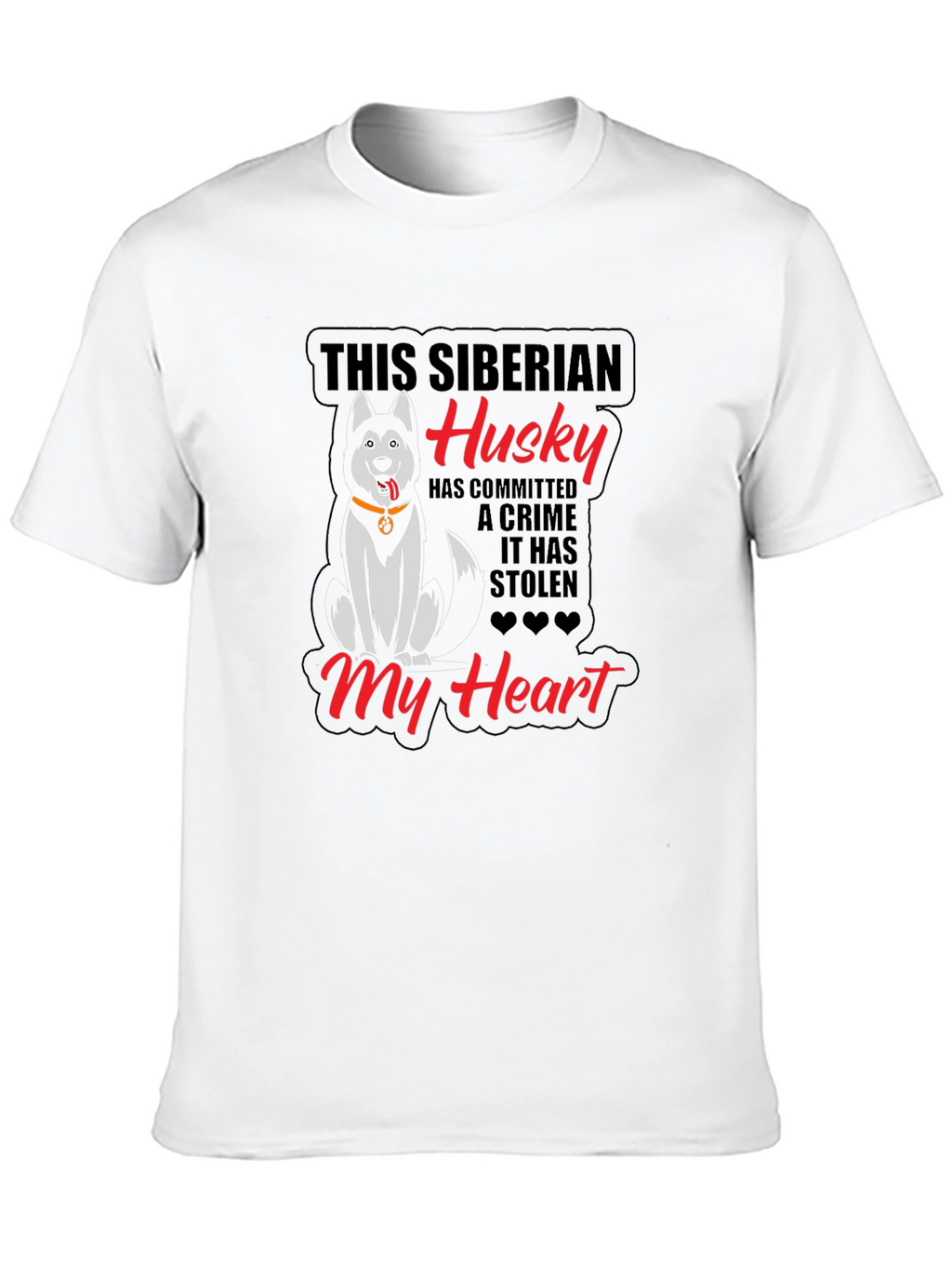 Siberian Husky Heart Stealer Black T-Shirt