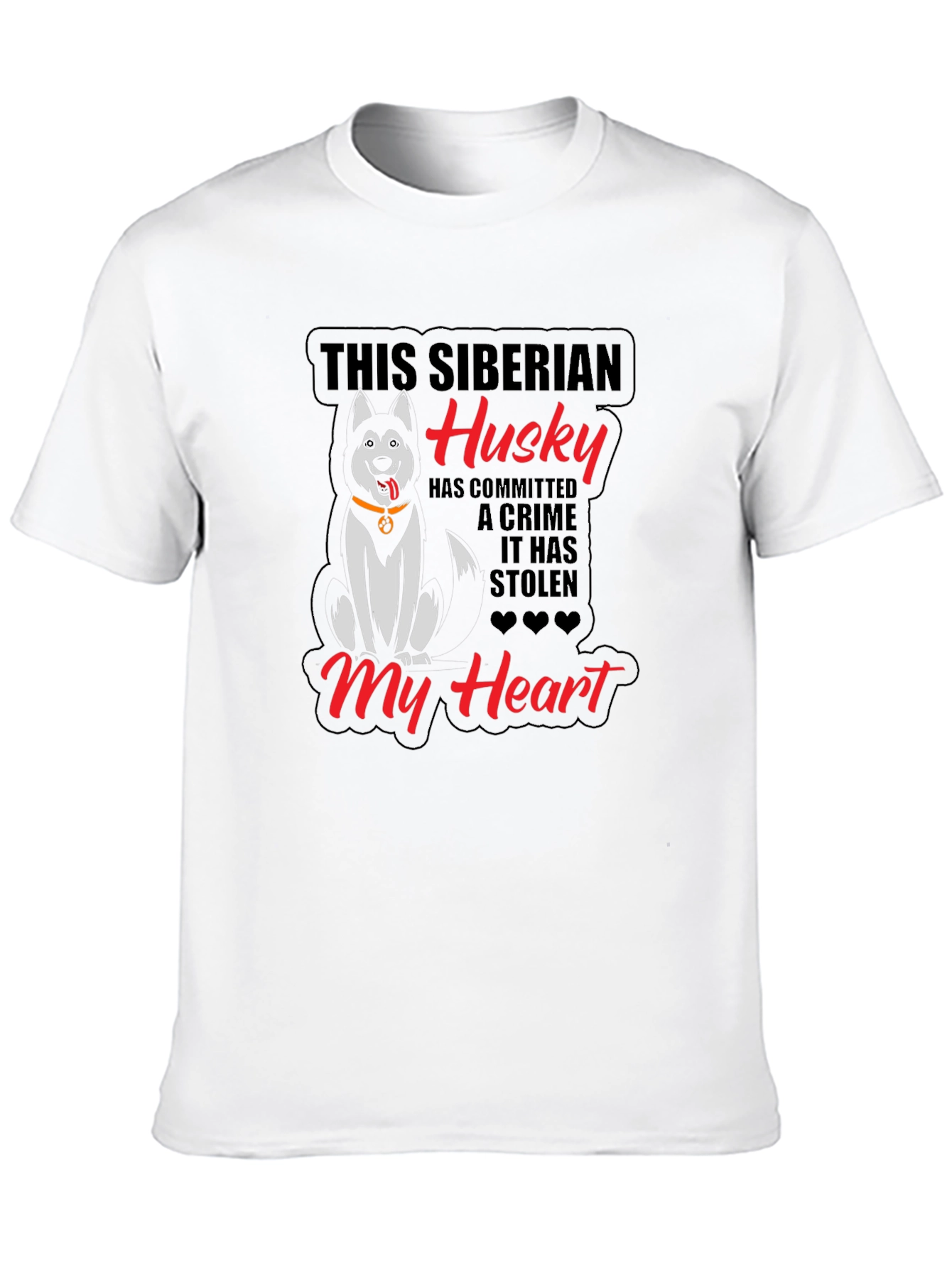 Siberian Husky Heart Stealer Black T-Shirt