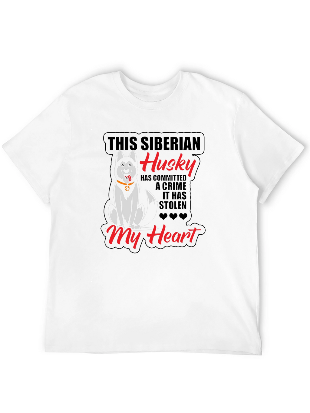 Siberian Husky Heart Stealer Black T-Shirt