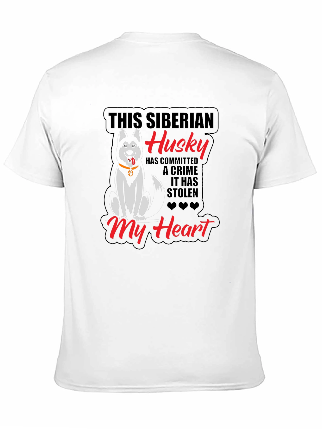 Siberian Husky Heart Stealer Black T-Shirt