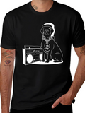 Cool Dog with Boombox Black T-Shirt
