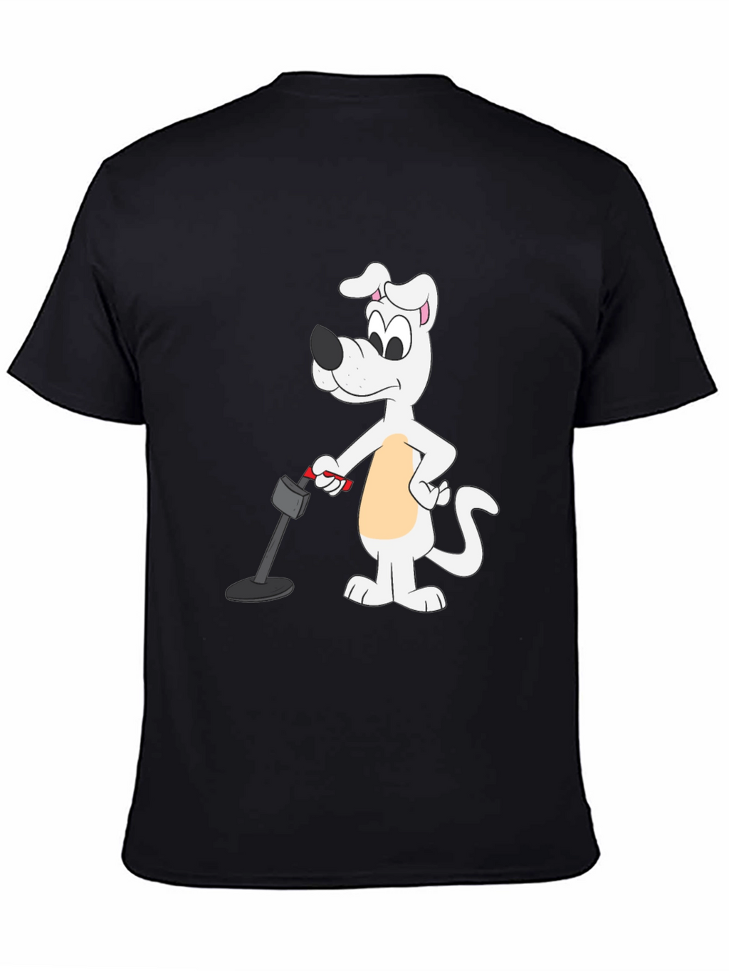 Cartoon Dog Metal Detector Black T-Shirt