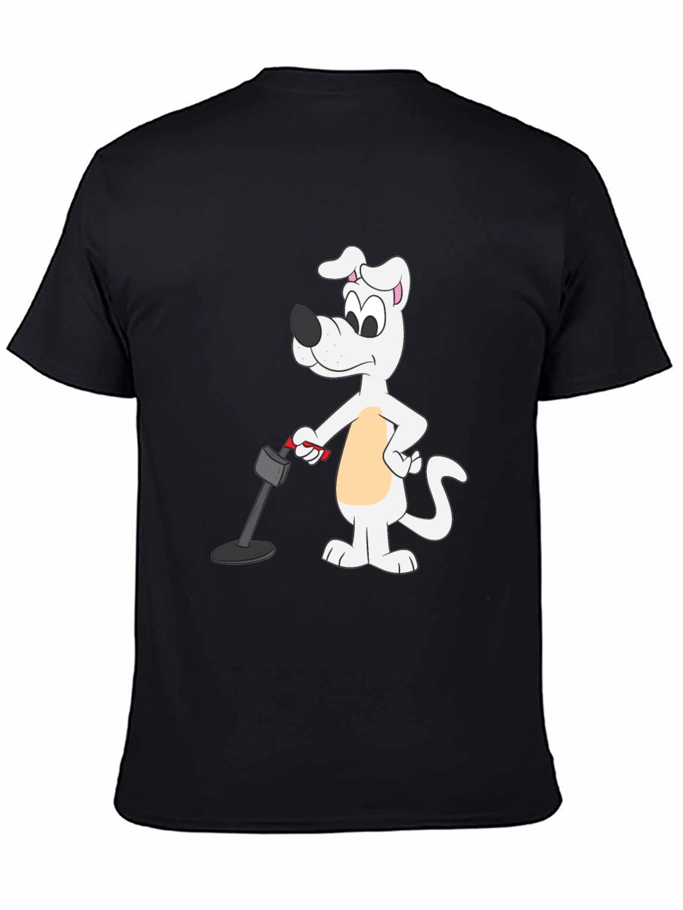 Cartoon Dog Metal Detector Black T-Shirt