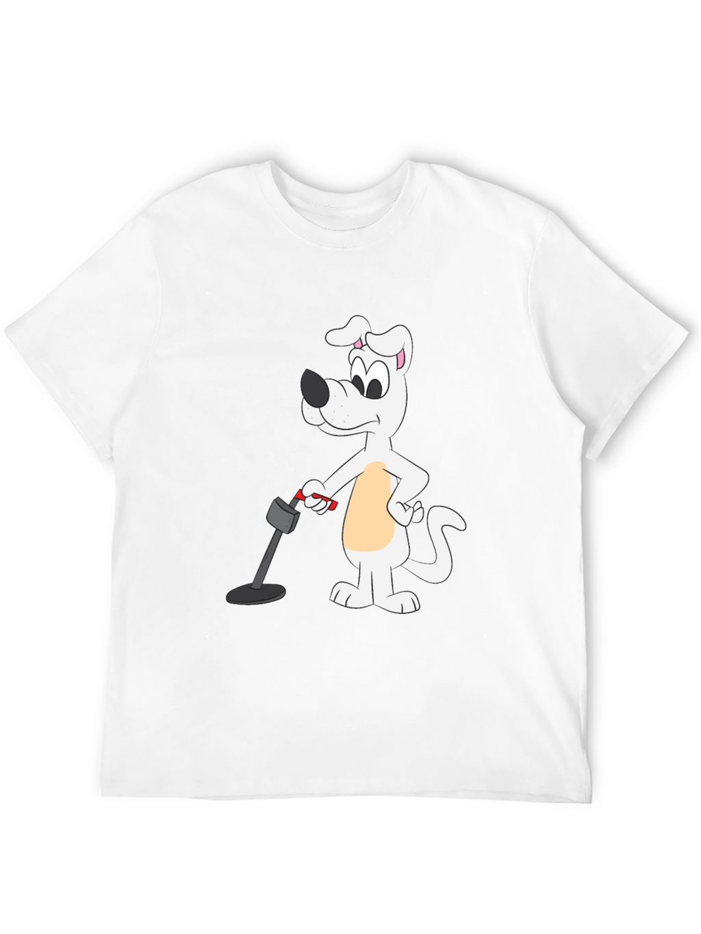 Cartoon Dog Metal Detector Black T-Shirt