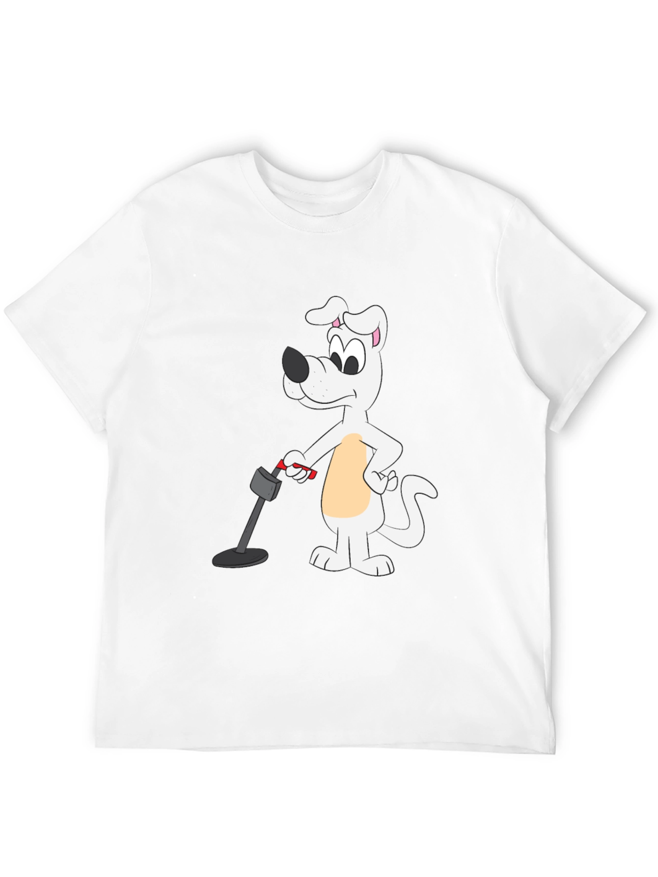 Cartoon Dog Metal Detector Black T-Shirt