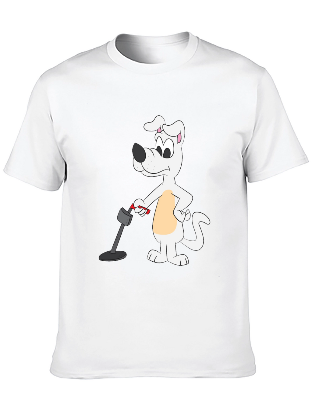 Cartoon Dog Metal Detector Black T-Shirt