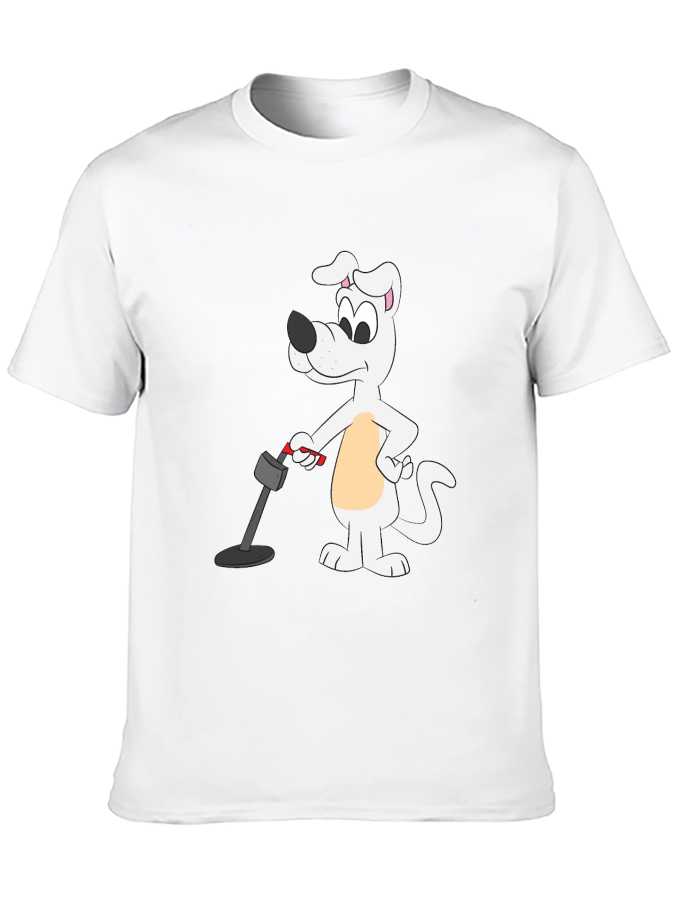 Cartoon Dog Metal Detector Black T-Shirt