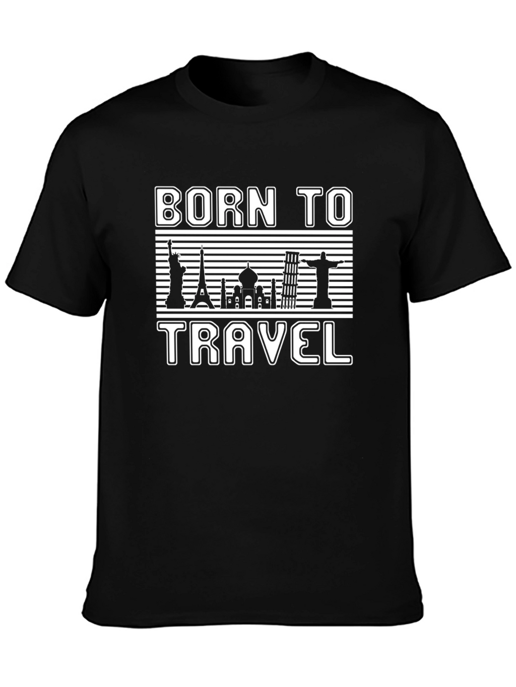 Born to Travel Black Graphic T-Shirt