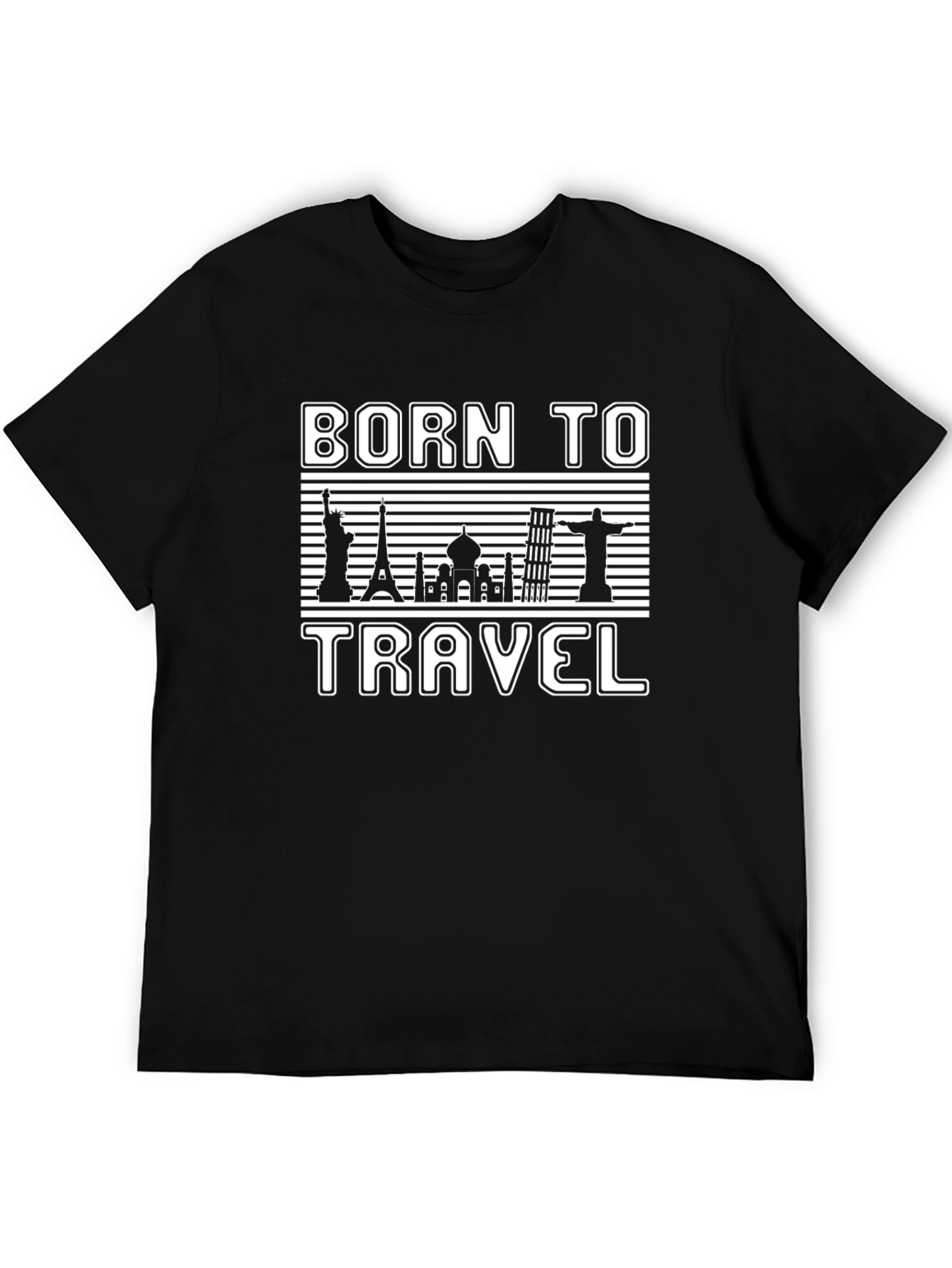 Born to Travel Black Graphic T-Shirt