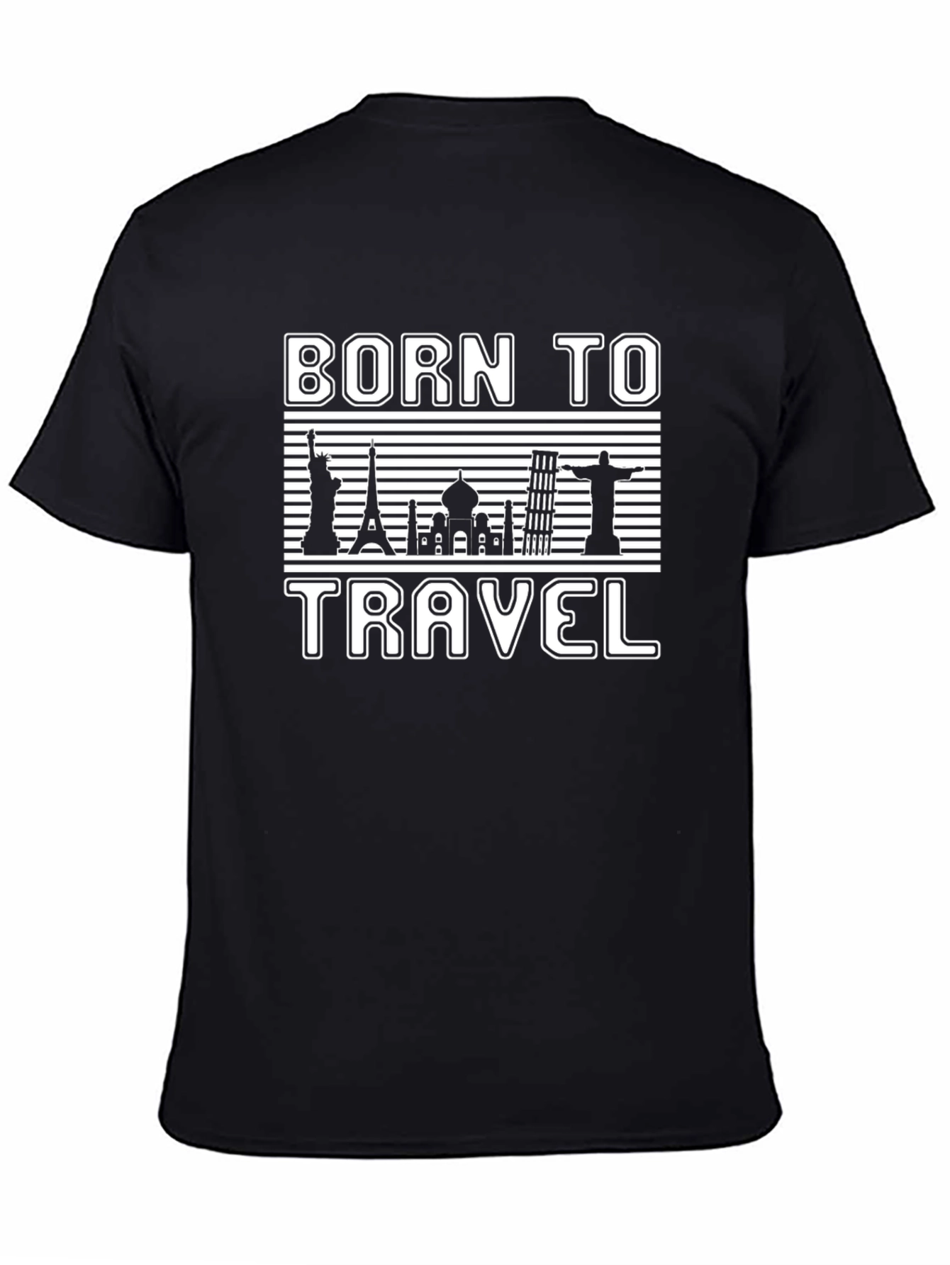 Born to Travel Black Graphic T-Shirt