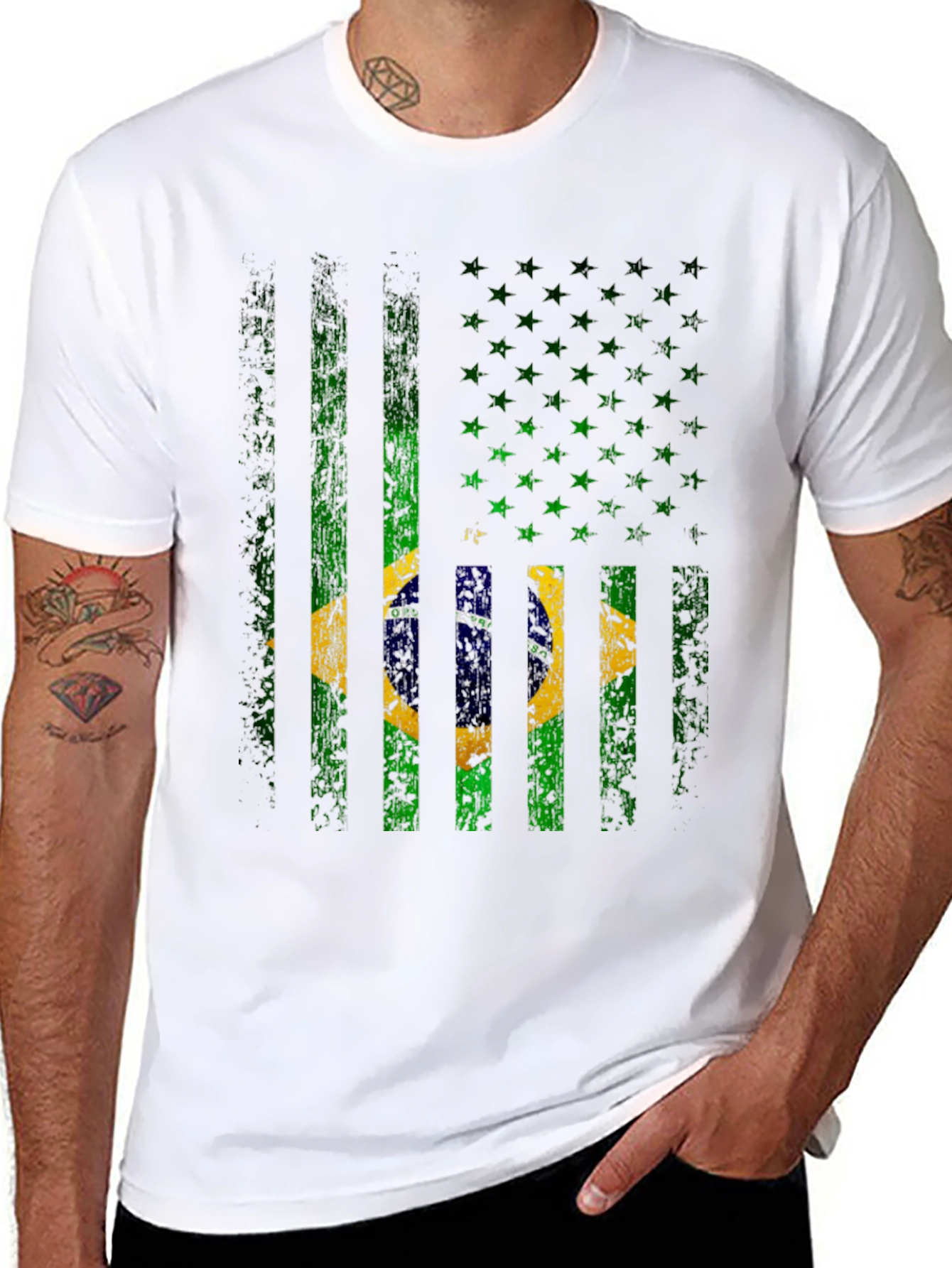 Brazil Flag T-Shirt - Distressed Graphic Tee