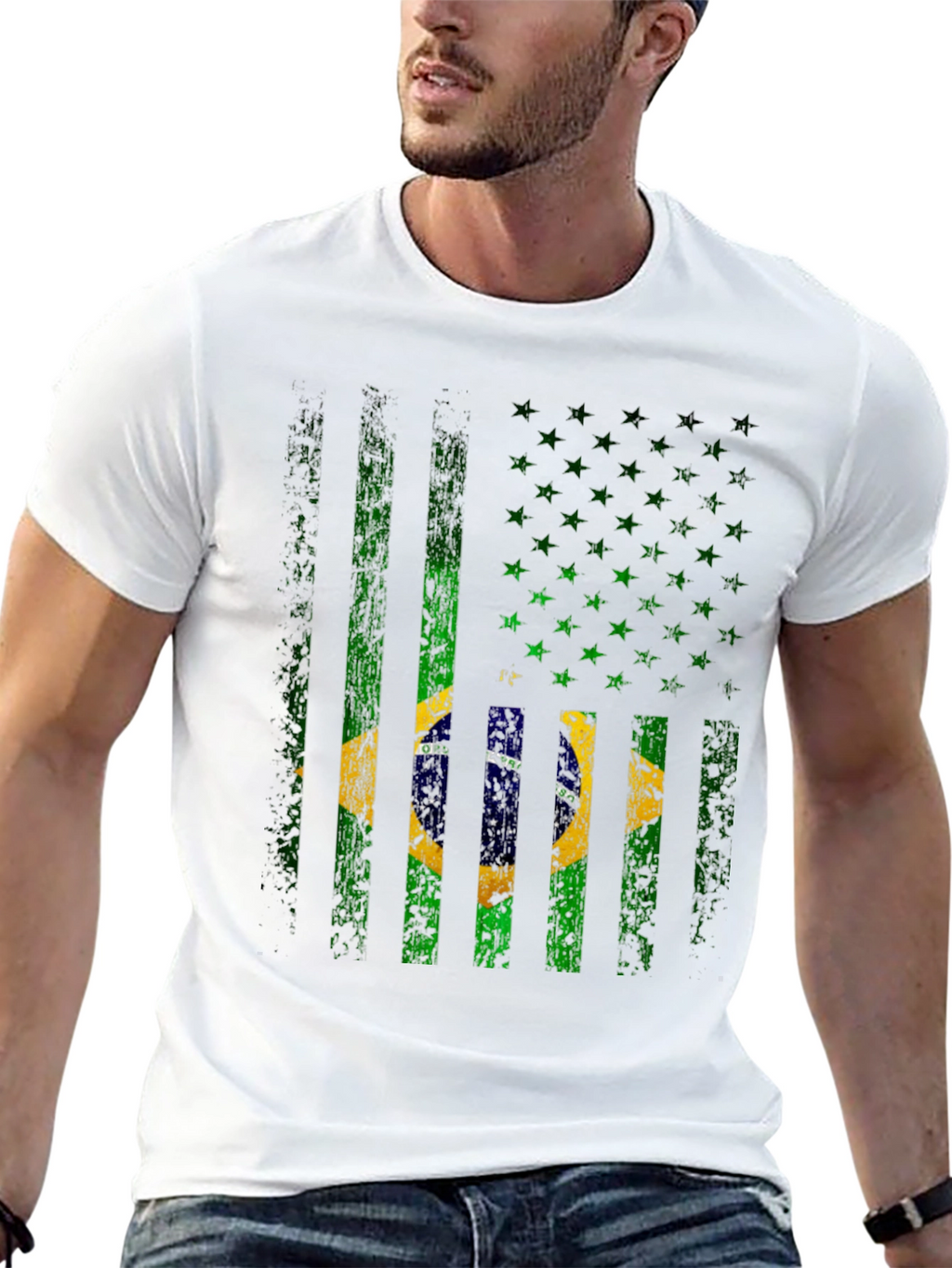 Brazil Flag T-Shirt - Distressed Graphic Tee