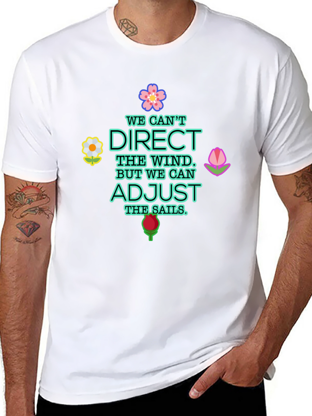 Inspirational Graphic Tee - Adjust the Sails Quote Shirt