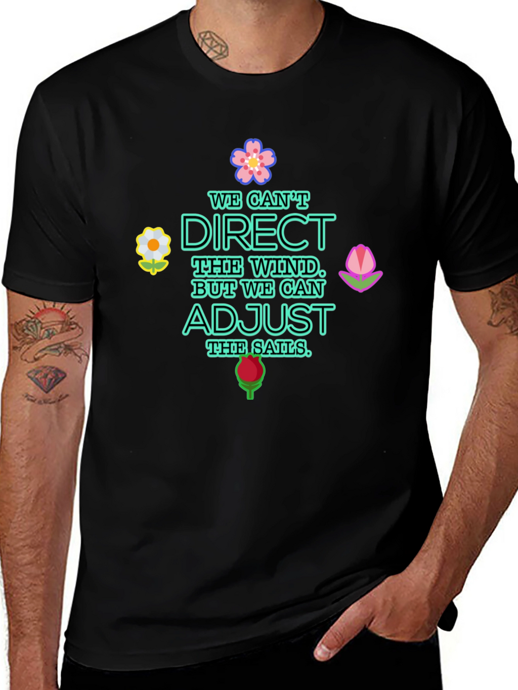 Inspirational Graphic Tee - Adjust the Sails Quote Shirt