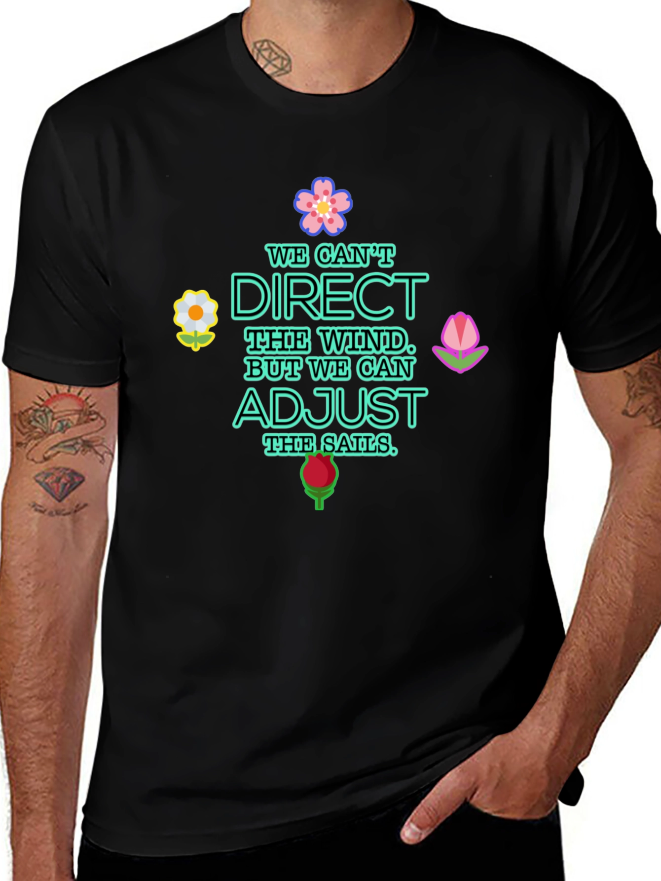 Inspirational Graphic Tee - Adjust the Sails Quote Shirt