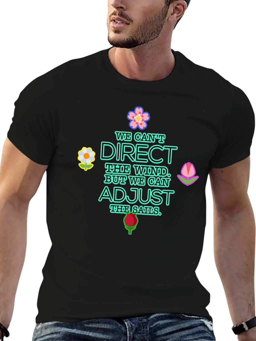 Inspirational Graphic Tee - Adjust the Sails Quote Shirt