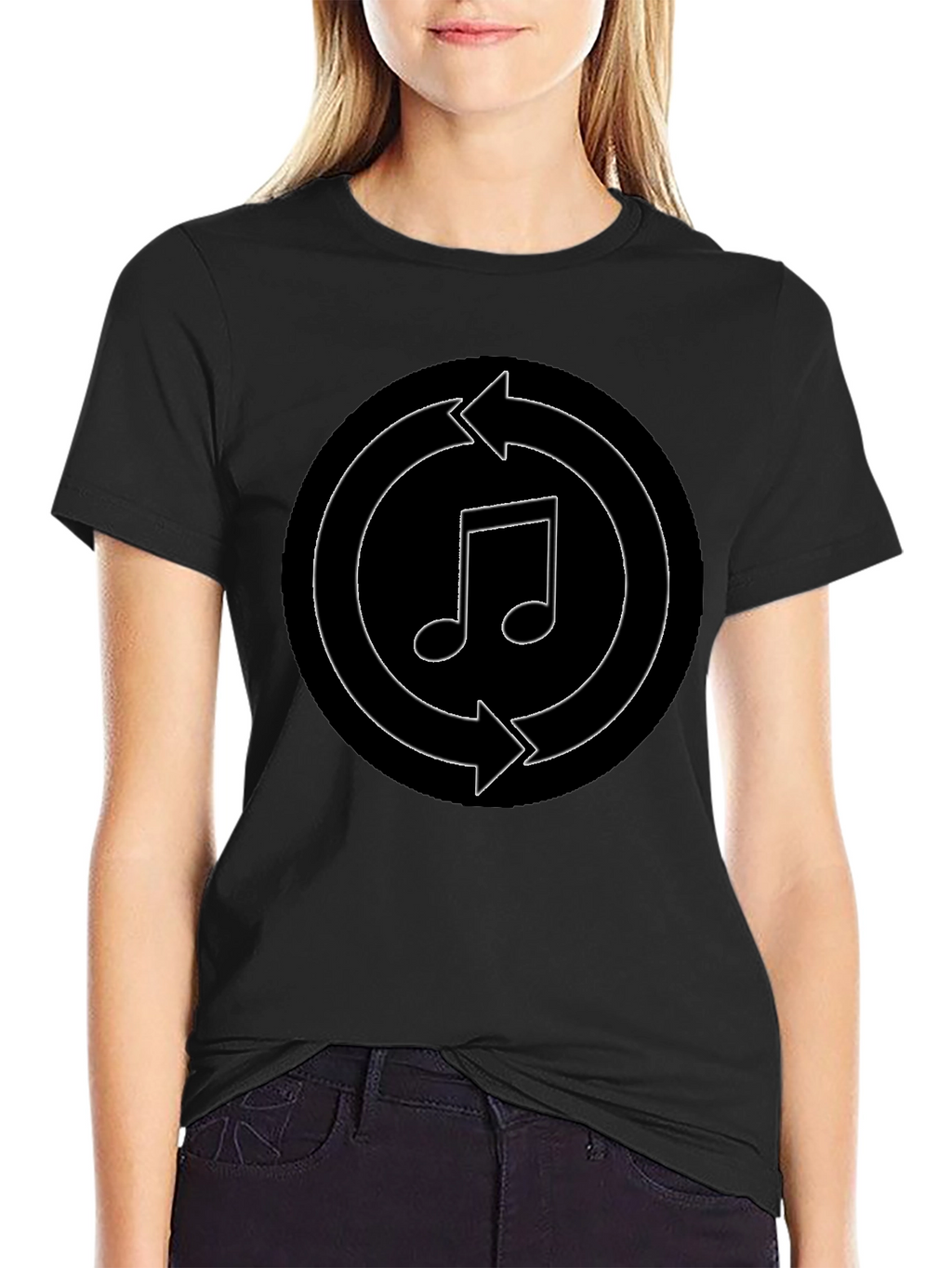Music Note Recycle Graphic Black T-Shirt