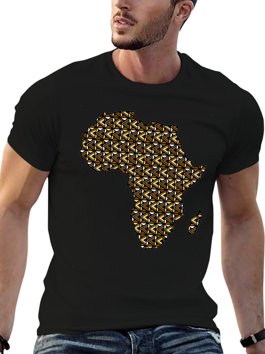 Africa Map Graphic Tee - Mens Black T-Shirt