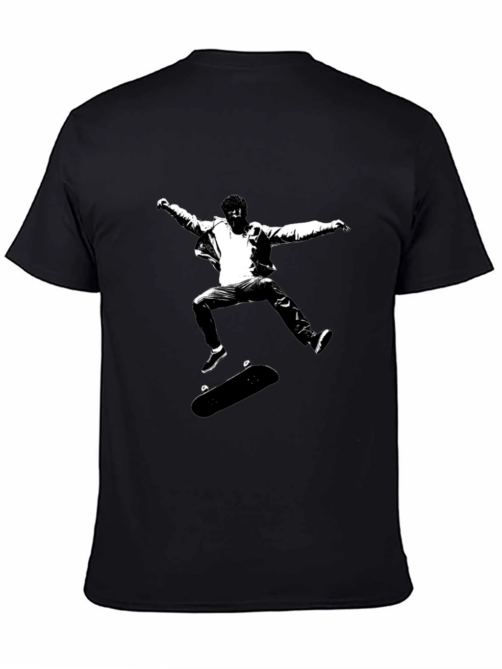 Skateboarding Graphic Tee - Black Cotton
