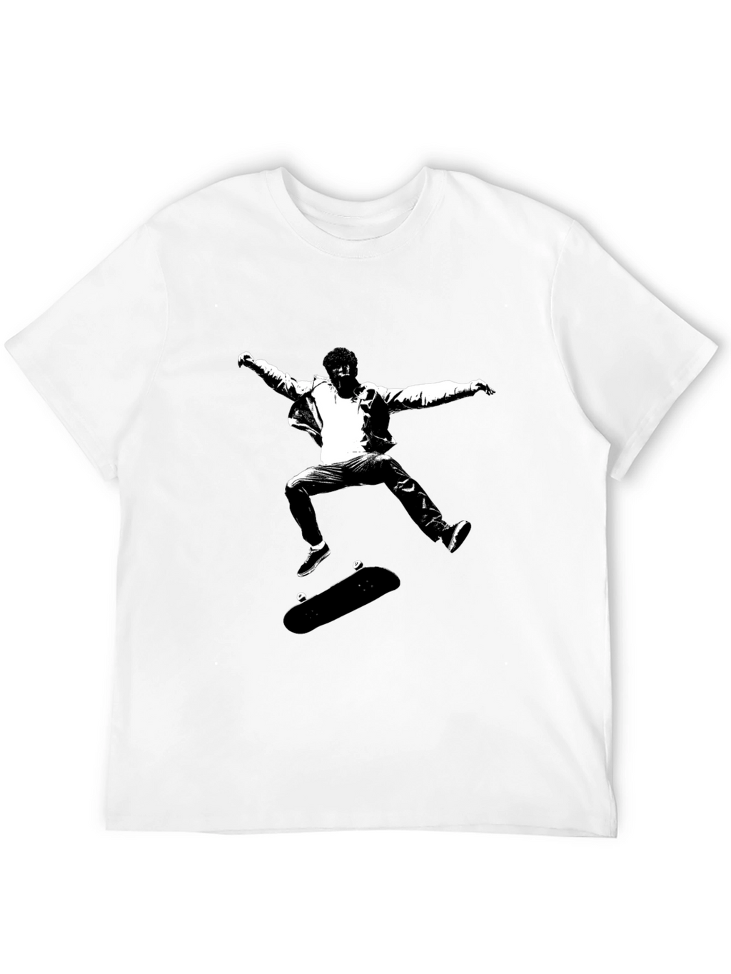 Skateboarding Graphic Tee - Black Cotton