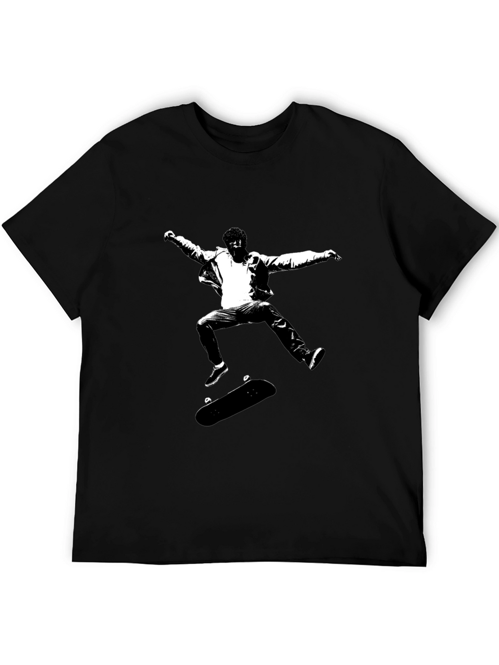 Skateboarding Graphic Tee - Black Cotton