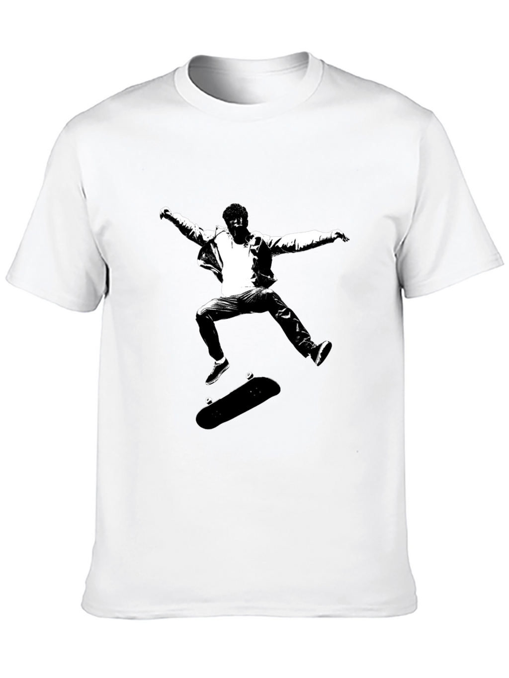Skateboarding Graphic Tee - Black Cotton
