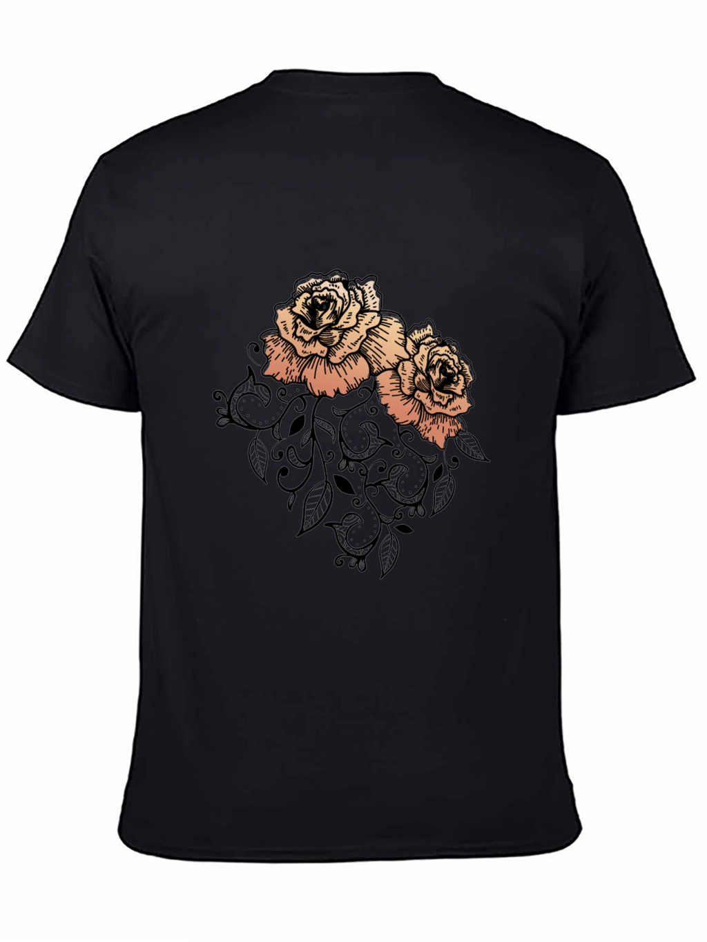 Elegant Rose Graphic Black T-Shirt