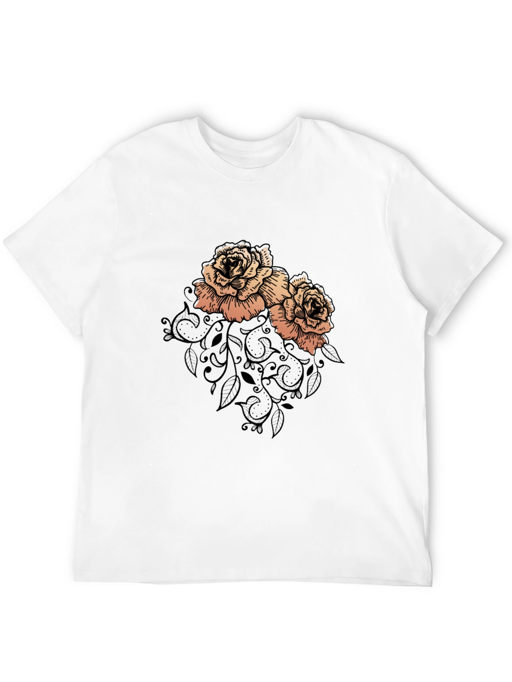 Elegant Rose Graphic Black T-Shirt