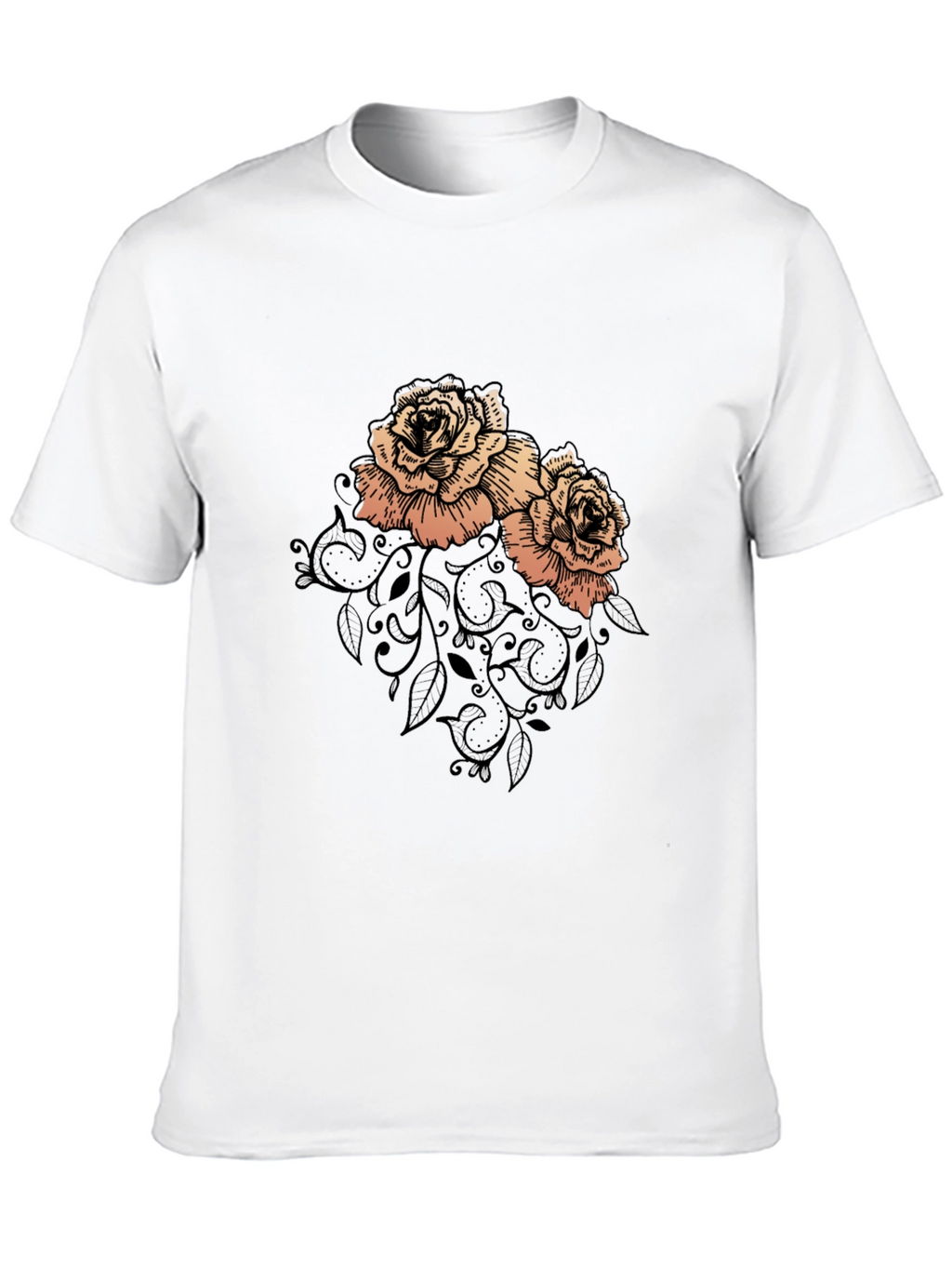 Elegant Rose Graphic Black T-Shirt