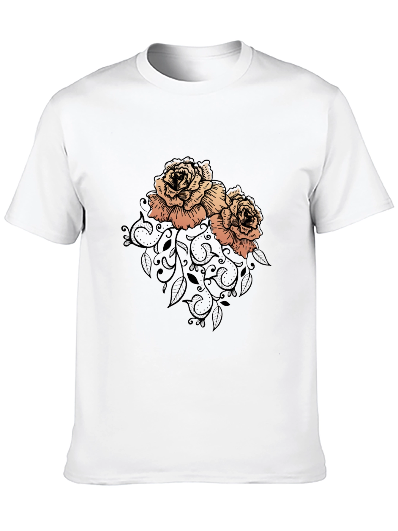 Elegant Rose Graphic Black T-Shirt
