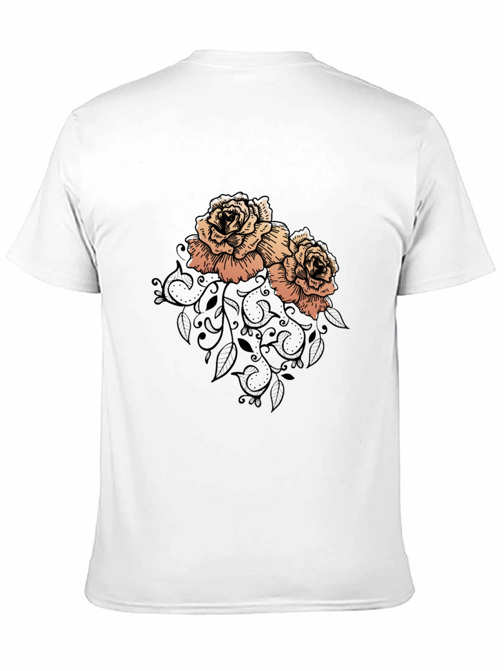 Elegant Rose Graphic Black T-Shirt