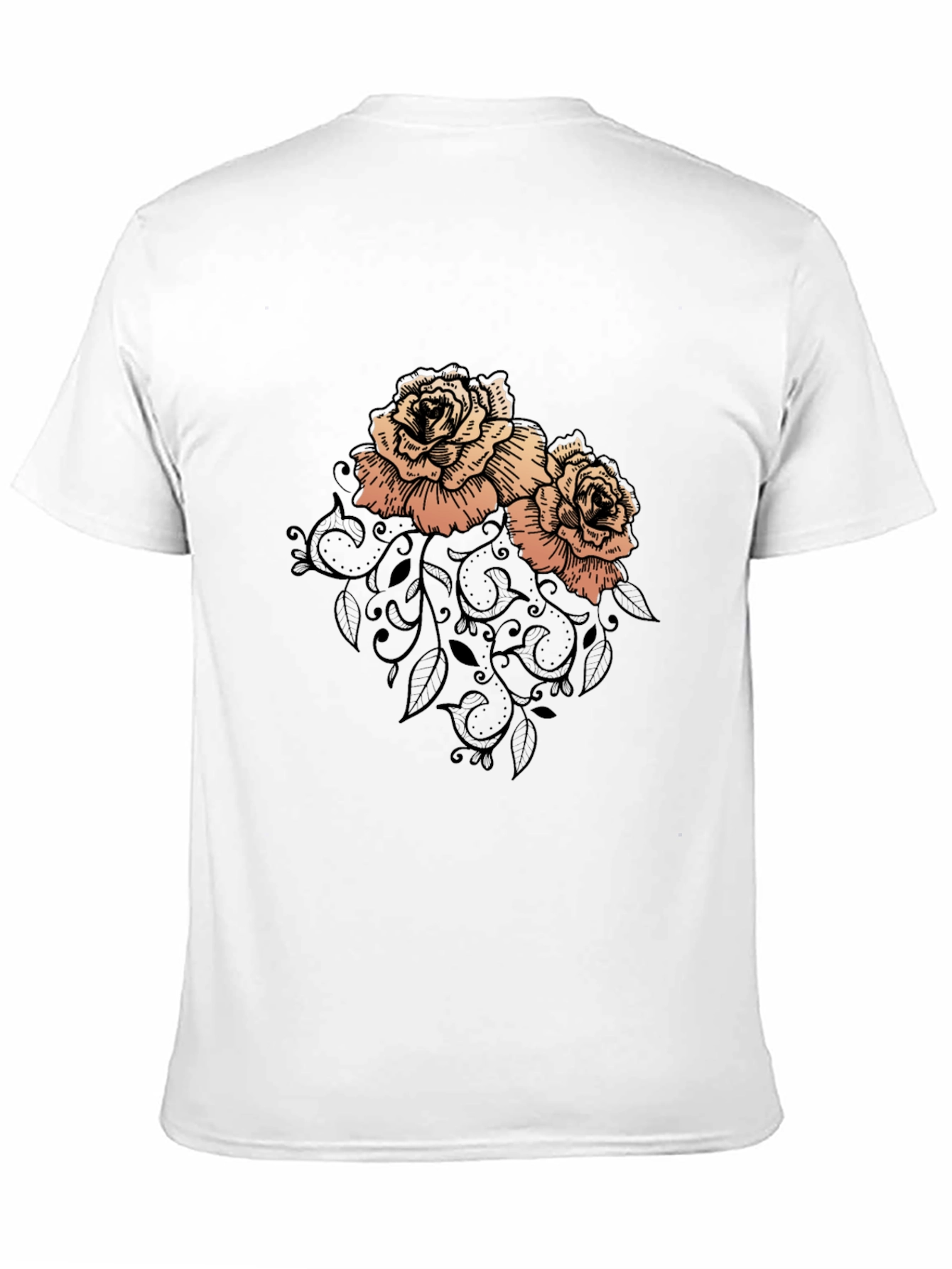 Elegant Rose Graphic Black T-Shirt
